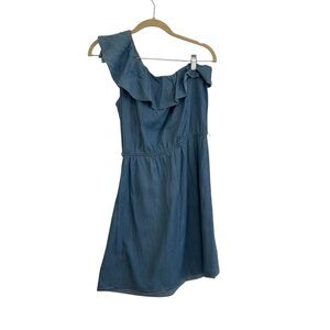 Speechless Denim Blue Cotton One Shoulder Short Western Dress Size Medium
